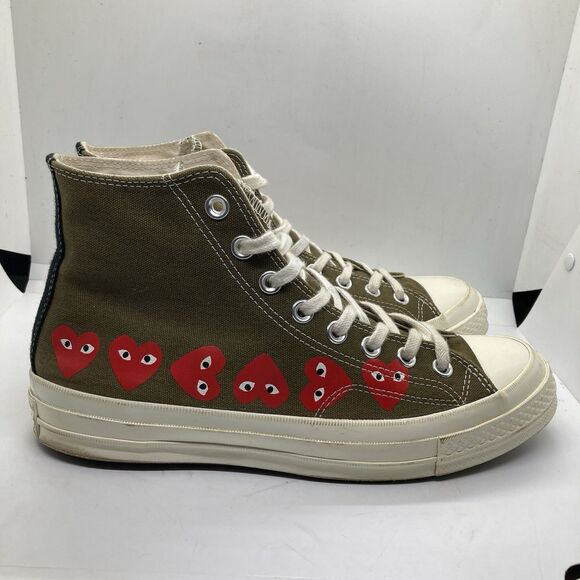 Comme des Garçons Play x Converse Chuck Taylor Mens 8 Multi Heart High Green main image 9